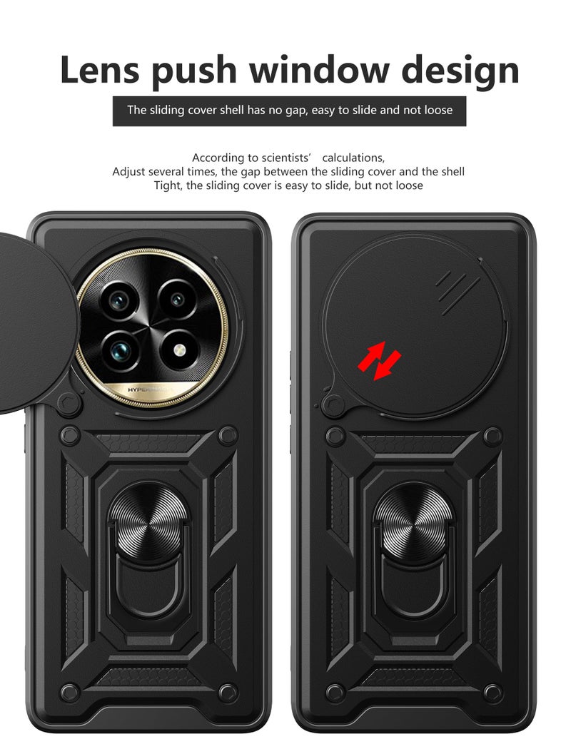 SPAZY CASE® Realme 13 Pro 5G / 13 Pro Plus 5G Back Cover | Heavy Duty Hybrid Case with 360 Degree Rotating Finger Ring Holder + Slider Shutter Camera Protection Case - Blue - Image 2