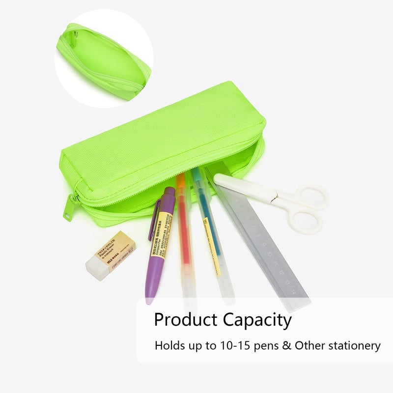 YONBEN Cheap Zipper Pencil Pouch Pen Bag Canvas Pencil Case Stationary Bag (Green) - Image 5