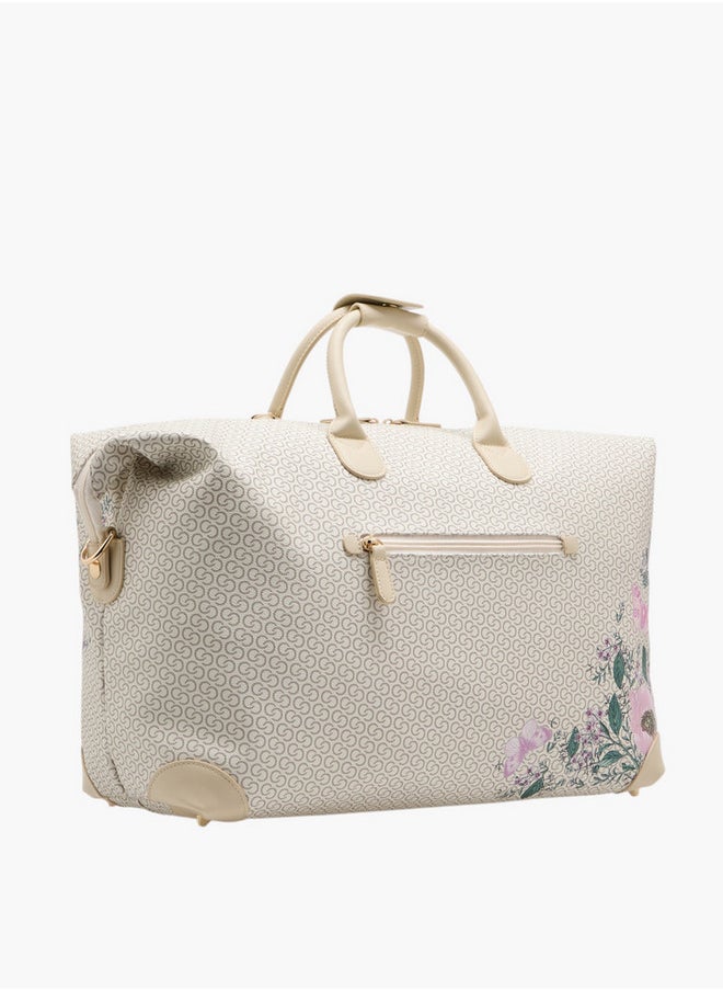 Celeste Celeste Monogram Print Duffle Bag with Double Handles and Zip Closure  - Image 3