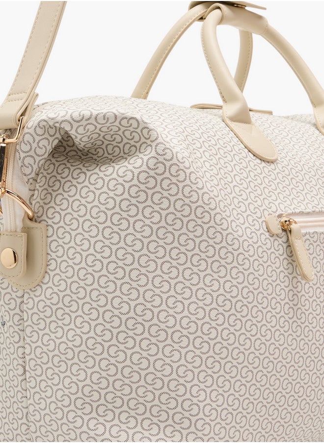 Celeste Celeste Monogram Print Duffle Bag with Double Handles and Zip Closure  - Image 5