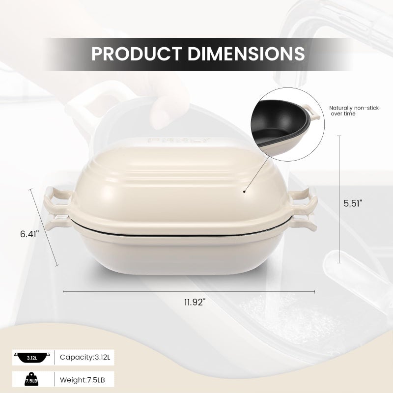 FRRLY Enameled Cast Iron Dutch Oven for Sourdough Bread Baking,9 x 5-4/5 Inch Oval Cast Iron Bread Pan with Lid,Dutch Oven for Homemade Sourdough Baking,2.8QT Meatloaf Pan,Oven Safe - Image 2