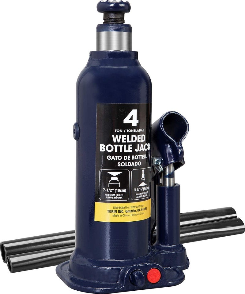 BIG RED 4 Ton (8,000 LBs) Torin Welded Hydraulic Car Bottle Jack for Auto Repair and House Lift, Blue, AT90403UR - Image 1