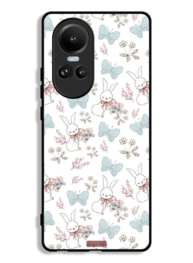 Tolwak Oppo Reno 10 Protective Case Cover Rabbit And Butterflies - Image 1