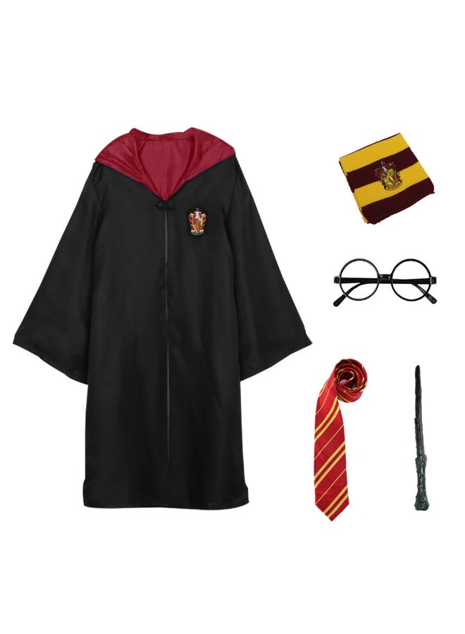 Toyland طقم زي هاري بوتر مع رداء، عصا، وشاح، ربطة عنق ونظارات – زي مدرسة السحرة