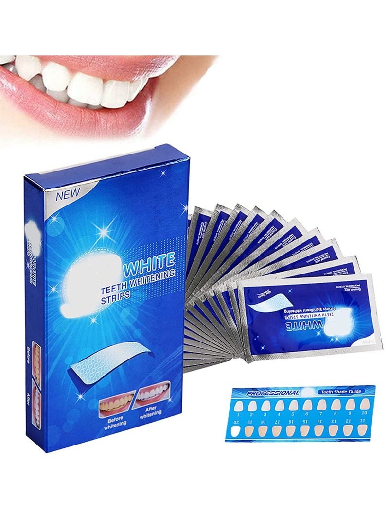 Teeth Whitening Strips Elastic Gel Teeth Whitening Kit Smile Whitening Strips for Against Yellow Teeth Coffee Stains Dental Black Teeth Mint Flavor 14Packs 28Strips