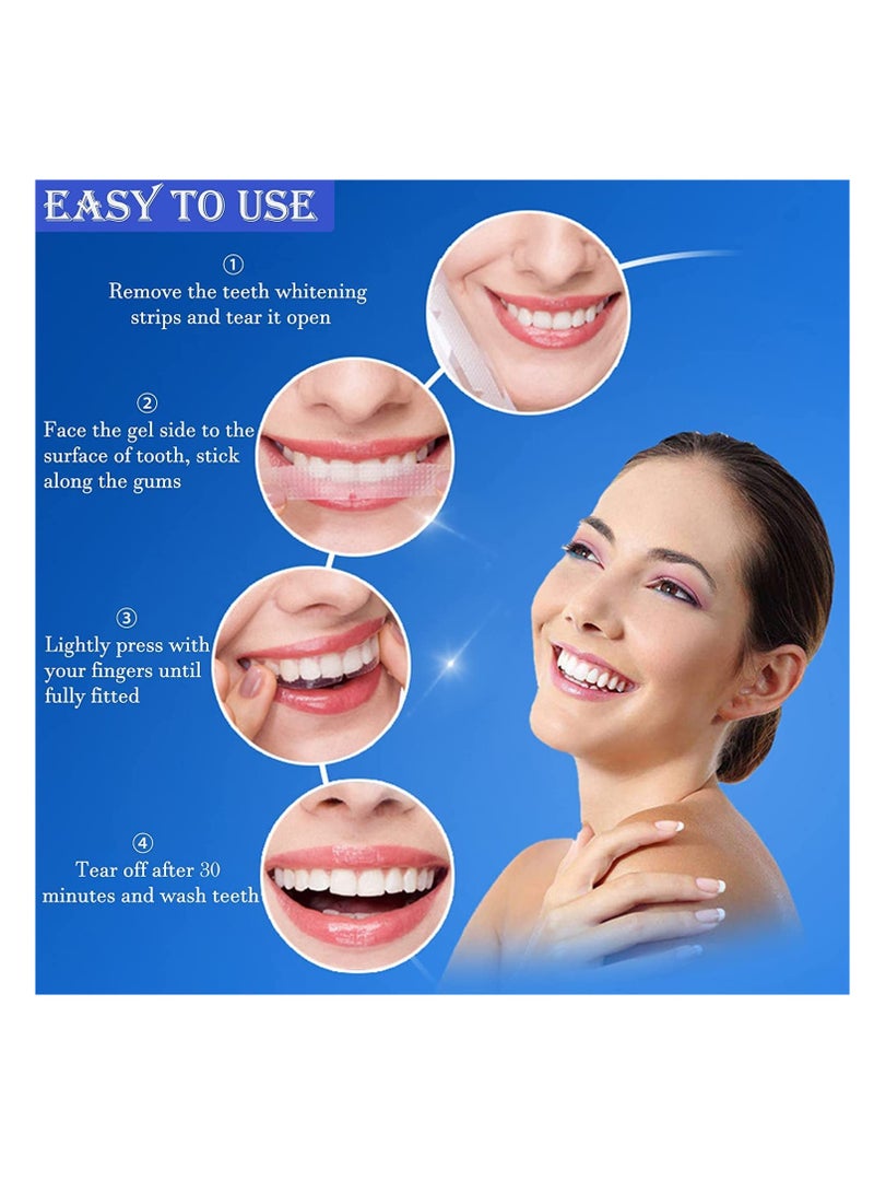 Teeth Whitening Strips Elastic Gel Teeth Whitening Kit Smile Whitening Strips for Against Yellow Teeth Coffee Stains Dental Black Teeth Mint Flavor 14Packs 28Strips