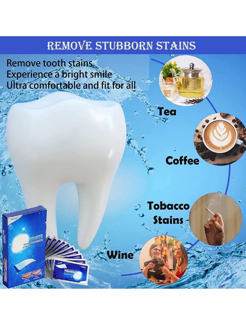 Teeth Whitening Strips Elastic Gel Teeth Whitening Kit Smile Whitening Strips for Against Yellow Teeth Coffee Stains Dental Black Teeth Mint Flavor 14Packs 28Strips