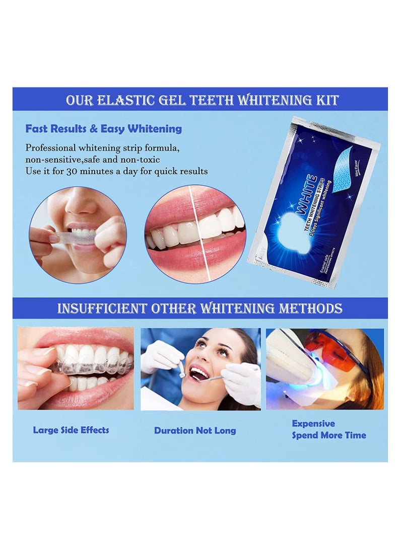 Teeth Whitening Strips Elastic Gel Teeth Whitening Kit Smile Whitening Strips for Against Yellow Teeth Coffee Stains Dental Black Teeth Mint Flavor 14Packs 28Strips