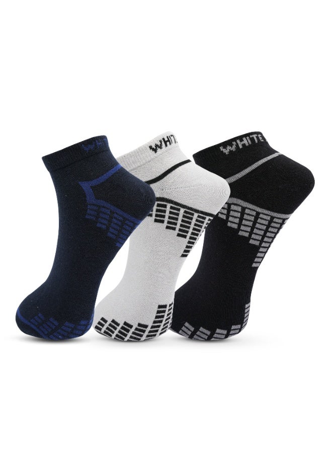 White Leaf Men's Breathable Cotton Ankle Socks - 3 Pairs, Lightweight and Comfortable for all Season - Image 1