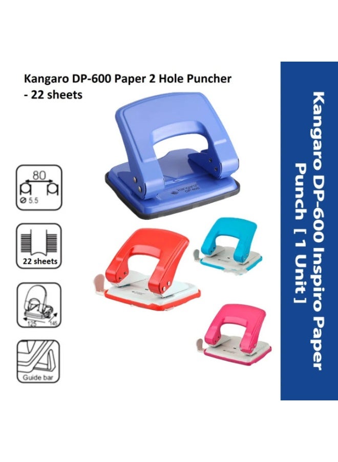 Kangaro Desk Essentials DP-600 2 Hole Metal Classic Medium Paper Punch | Removable Chip Tray With Durable Steel Consecution | , Pack Of 1 - Image 4
