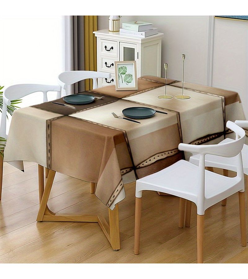 1pc Soft Faux Leather Patchwork Tablecloth 55.12 x 55.12 Inches Machine Washable Easy to Clean For Dining Coffee Tea Desk Picnic Outdoor Camping Table Home Textile - Image 2