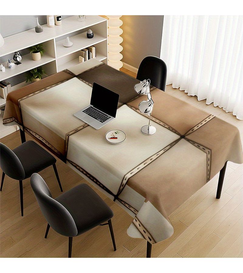 1pc Soft Faux Leather Patchwork Tablecloth 55.12 x 55.12 Inches Machine Washable Easy to Clean For Dining Coffee Tea Desk Picnic Outdoor Camping Table Home Textile - Image 5