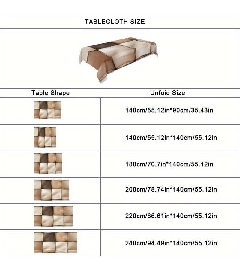 1pc Soft Faux Leather Patchwork Tablecloth 55.12 x 55.12 Inches Machine Washable Easy to Clean For Dining Coffee Tea Desk Picnic Outdoor Camping Table Home Textile - Image 3