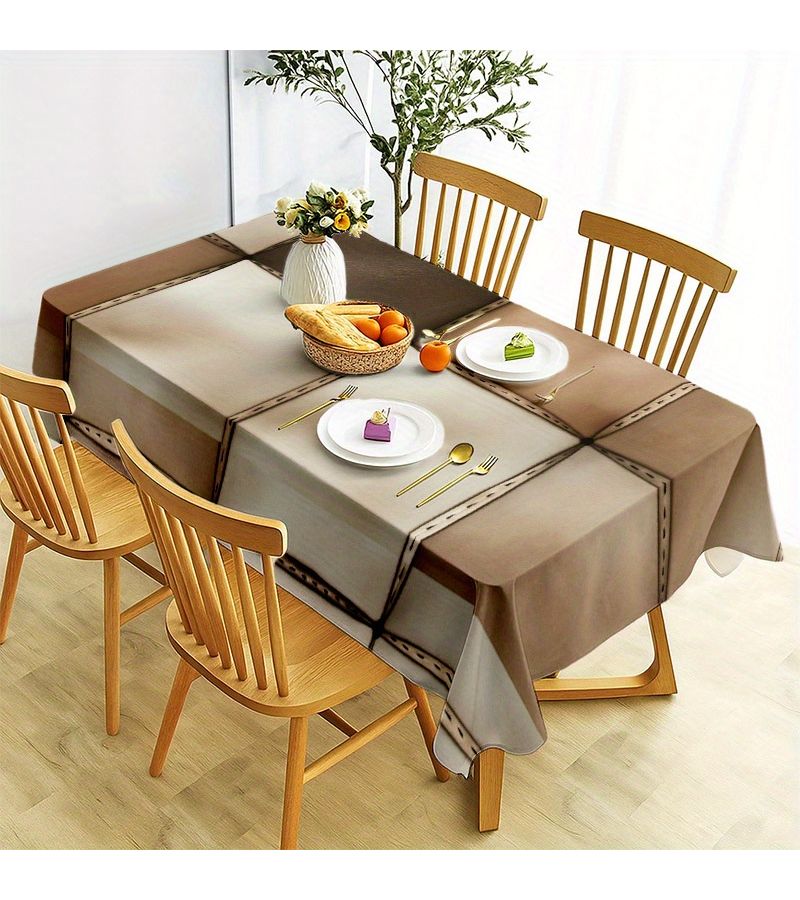 1pc Soft Faux Leather Patchwork Tablecloth 55.12 x 55.12 Inches Machine Washable Easy to Clean For Dining Coffee Tea Desk Picnic Outdoor Camping Table Home Textile - Image 1