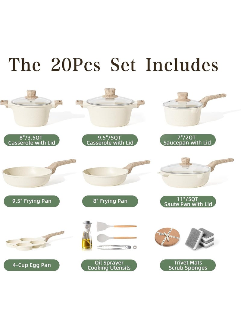 طقم  قطعة طاسات بيض وجرانيت غير لاصقة للفطار، مناسبة للبوتاجاز والطبخ على الحث - Image 2