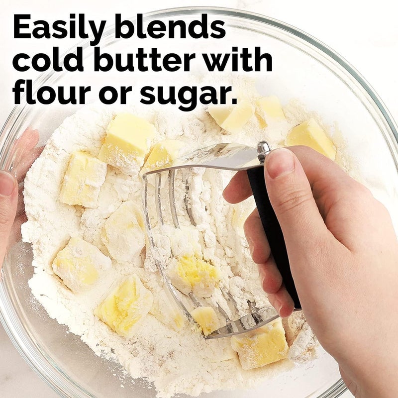 WOX MOX WOX MOX Dough Blender Stainless Steel Pastry Cutter Multipurpose Bench Scraper Great as Dough Cutter for Pastry Butter and Pizza Dough Smooth Baking Dough Tools  - Image 4