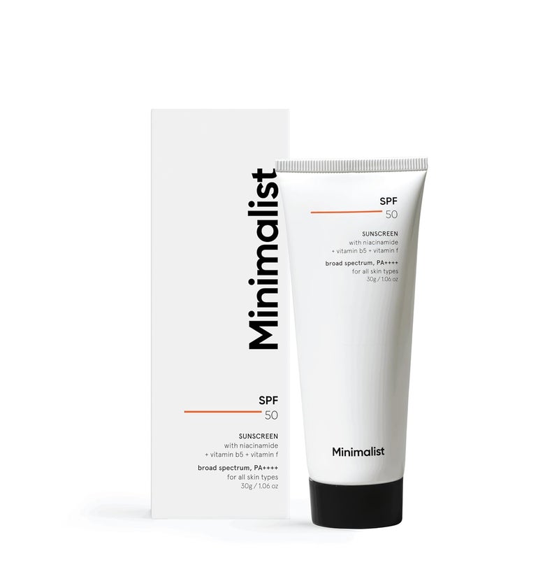 Minimalist Sunscreen SPF 50 PA Clinically Tested in US InVivo Lightweight with MultiVitamins No White Cast Broad Spectrum For Women Men 30g Pack of 1 - Image 1