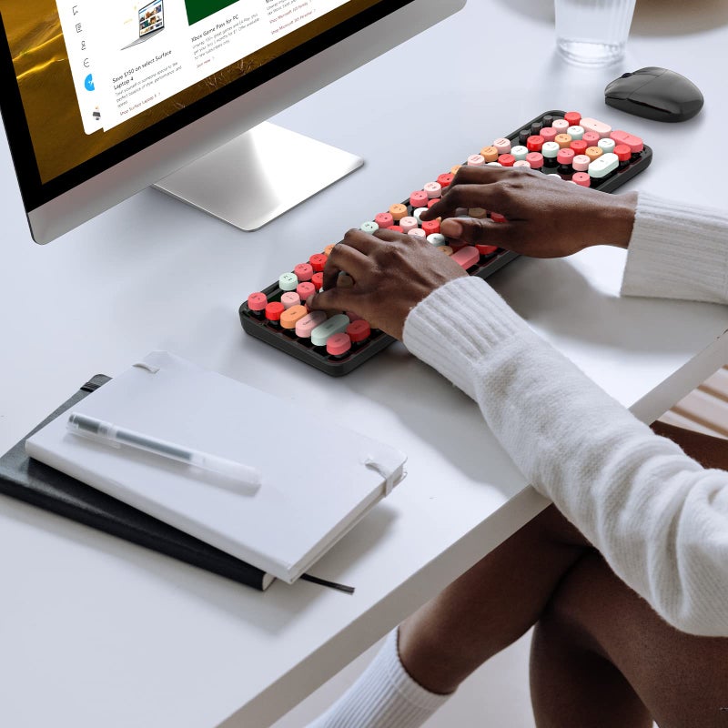 MOWUX Wireless Keyboard and Mouse Combo, MOWUX Colorful Computer Full Size 2.4G Plug and Play Wireless Typewriter Keyboard and Mouse Set for Windows, Computer, Desktop, PC, Notebook (Black Colorful) - Image 3