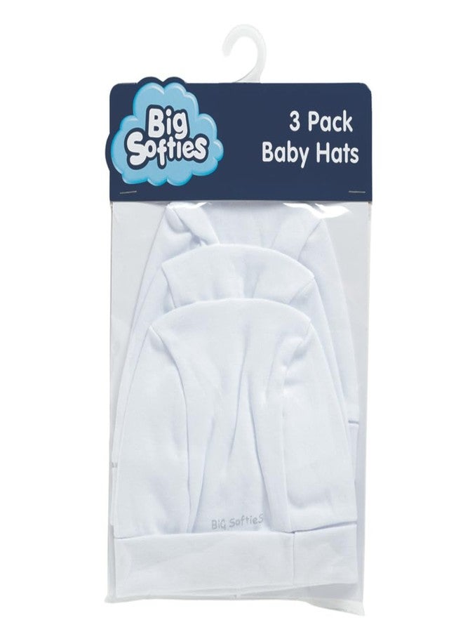 Big Softies قبعات بيج سوفتيز للأطفال حديثي الولادة - أبيض | قطن خالص | مريحة، خفيفة الوزن، وناعمة للغاية | لتدفئة رأس الطفل | للجنسين من عمر 0-6 أشهر | عبوة من 3 قطع - Image 2