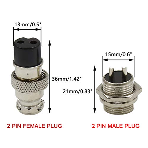 Hxchen 2 Pin Metal Male Female Panel Connector 16mm GX16-2P Aviation Plug Silver - (2 Sets) - Image 2