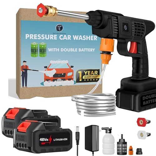 TECH LOGO ELECTRONICS High Pressure Washer Gun Cordless Portable Wireless Double Battery 48V 12000mah High Pressure Car Wash Bike Washing Cleaning Adjustable Nozzle and 5M Hose Pipe - Image 1