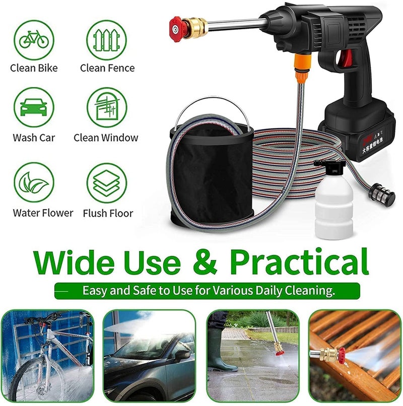 TECH LOGO ELECTRONICS High Pressure Washer Gun Cordless Portable Wireless Double Battery 48V 12000mah High Pressure Car Wash Bike Washing Cleaning Adjustable Nozzle and 5M Hose Pipe - Image 3