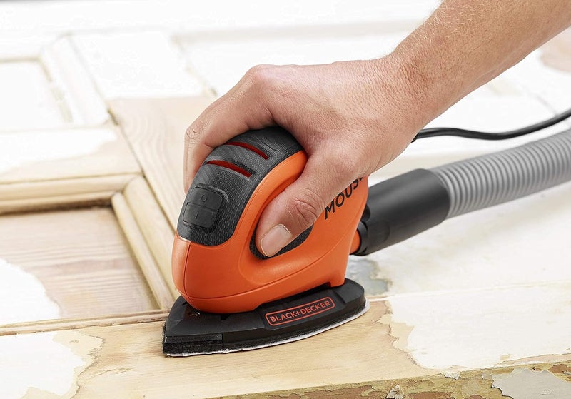 BLACK+DECKER Compact Mouse Detail Sander, 55W, Corded, Low Vibration, Dust Port, Precision Sanding For Paint, Varnish, Glass, Lightweight And Portable, Orange/Black - Bew230-Gb - Image 3