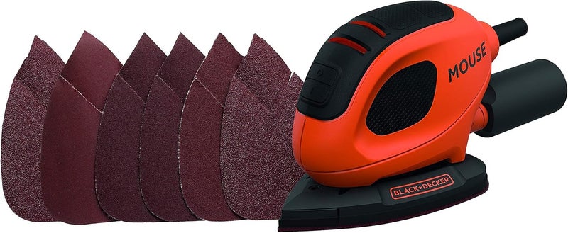 BLACK+DECKER Compact Mouse Detail Sander, 55W, Corded, Low Vibration, Dust Port, Precision Sanding For Paint, Varnish, Glass, Lightweight And Portable, Orange/Black - Bew230-Gb - Image 2
