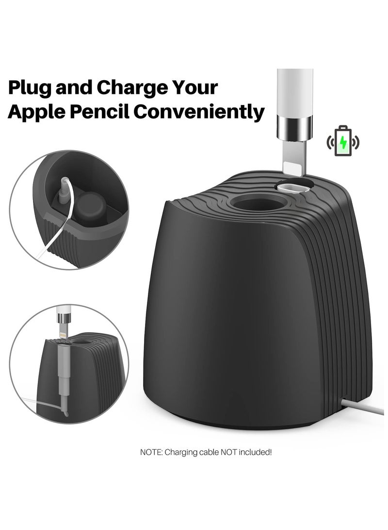 KASTWAVE Compatible with Apple Pencil Stand Silicone Holder, 1st and 2nd Generation Charging Station Dock with Sleeve or Grip - Image 4