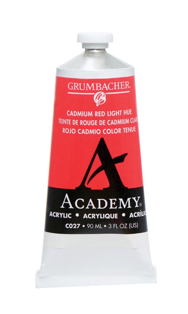 Grumbacher Academy Acrylic Paint Gloss 90ml3 oz Metal Tube Cadmium Red Light Hue