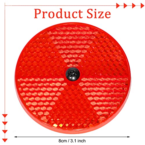 Tallew 10 Pack Front Round Reflector for Driveway Fence Gate Posts Trailers Safety Automobiles Boats Mailboxes Reflector with Center Mounting Hole(Red) - Image 3