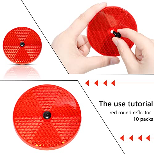 Tallew 10 Pack Front Round Reflector for Driveway Fence Gate Posts Trailers Safety Automobiles Boats Mailboxes Reflector with Center Mounting Hole(Red) - Image 5