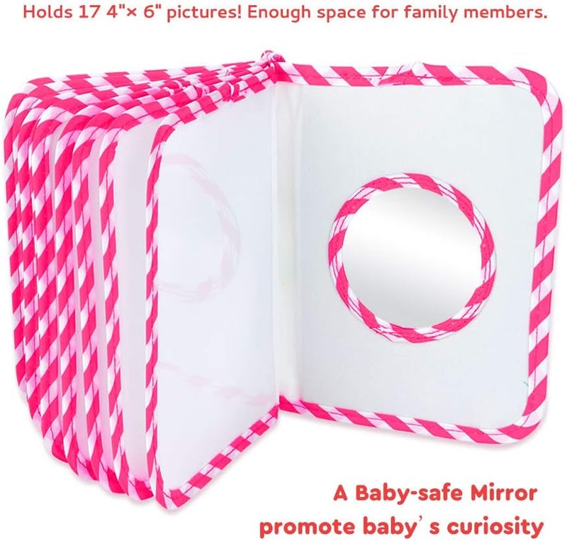 AUVCAS Baby Photo Album Soft Cloth Photo Book First Year Memory Album Shower Gift for Babies Newborns Toddlers  KidsHolds 4x6 Inch Photos Pink - Image 4