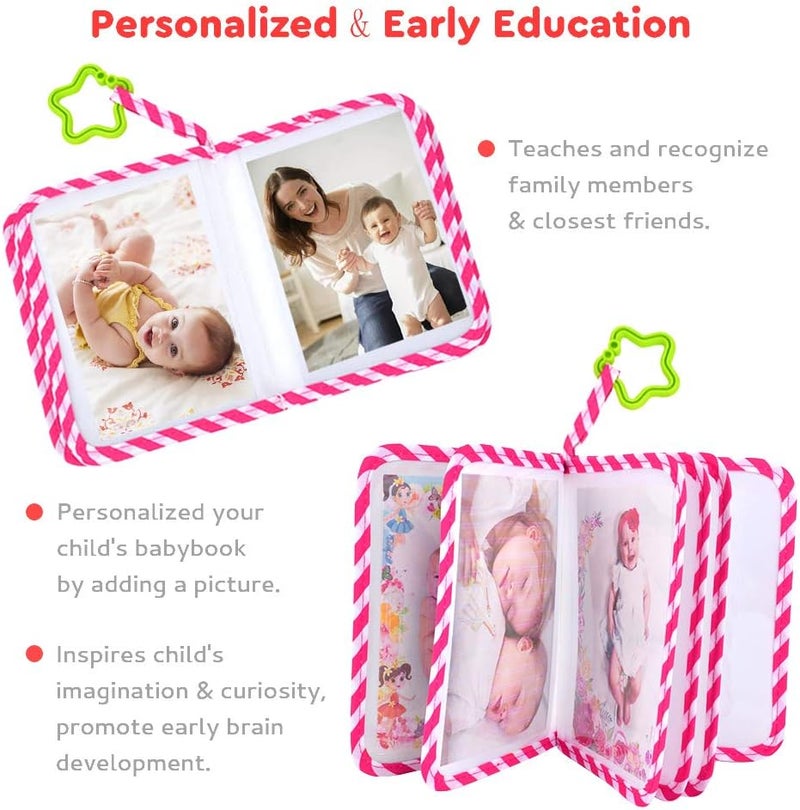 AUVCAS Baby Photo Album Soft Cloth Photo Book First Year Memory Album Shower Gift for Babies Newborns Toddlers  KidsHolds 4x6 Inch Photos Pink - Image 3