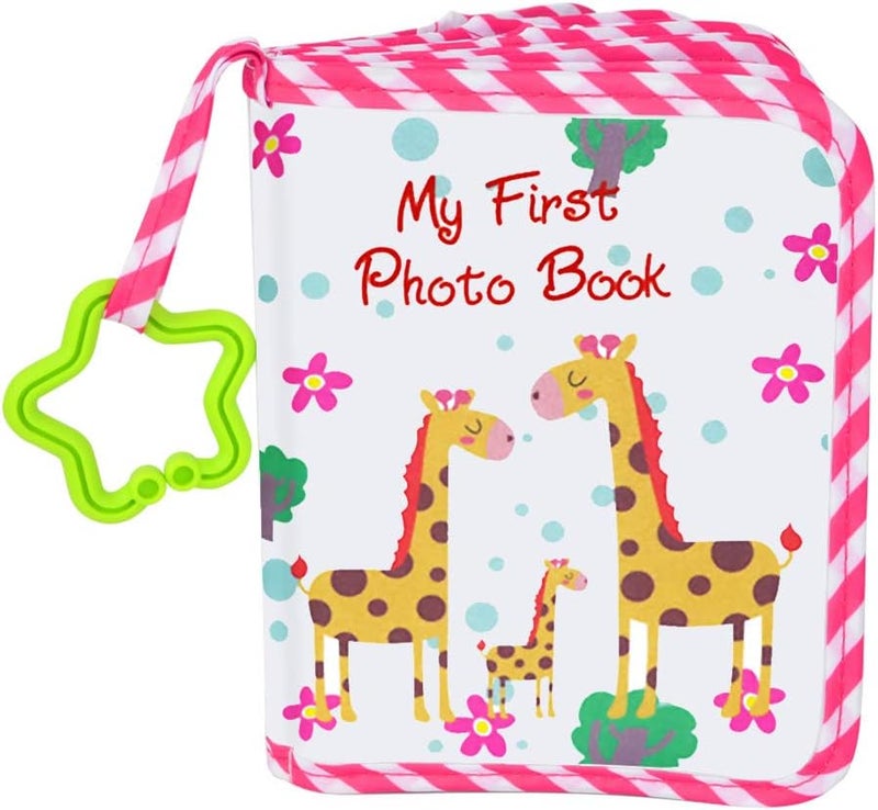 AUVCAS Baby Photo Album Soft Cloth Photo Book First Year Memory Album Shower Gift for Babies Newborns Toddlers  KidsHolds 4x6 Inch Photos Pink - Image 1