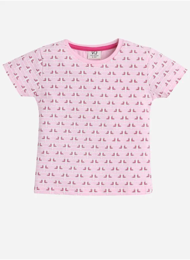 victor and jane All-Over Printed Cotton T-Shirt and Pyjama Set