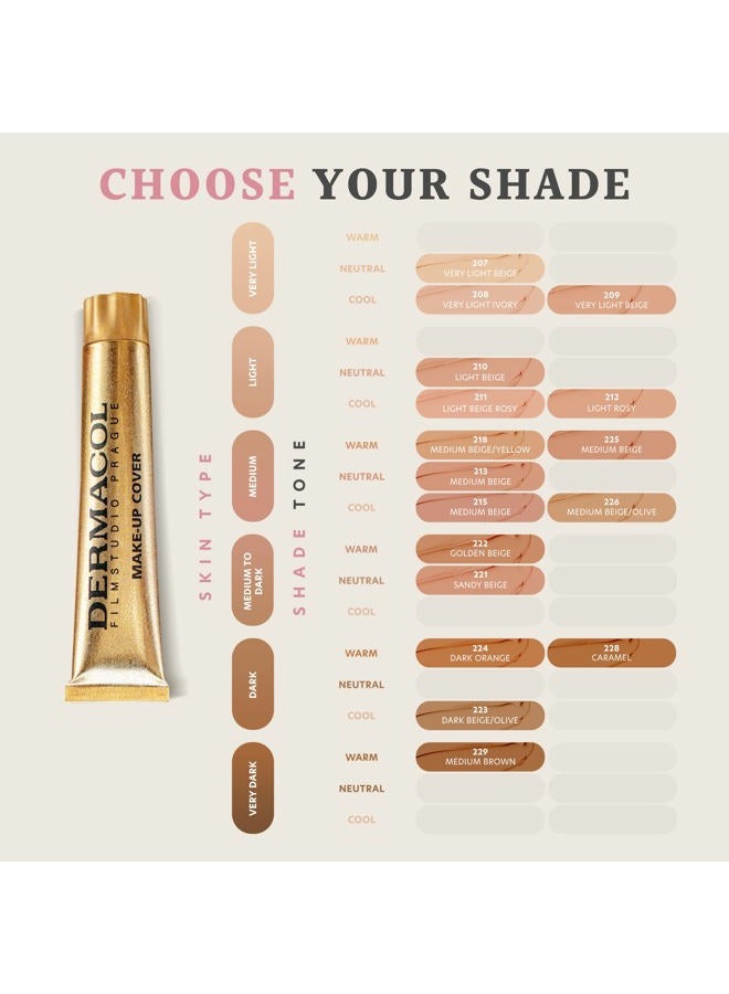 Dermacol Full Coverage Foundation, Liquid Makeup Matte Foundation with SPF 30, Waterproof Foundation for Oily Skin, Acne, & Under Eye Bags, Long-Lasting Makeup Products, 30g, Shade 222 - Image 2