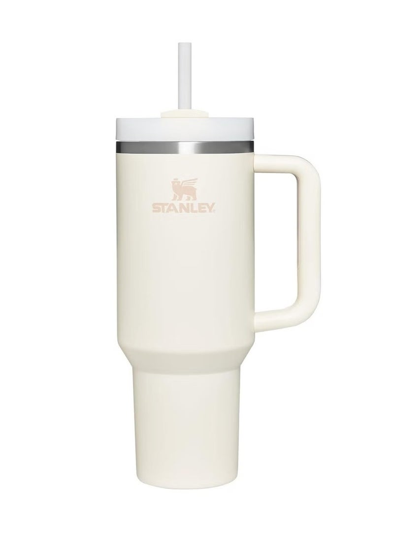 Stanley Quencher H2.0 FlowState Stainless Steel Vacuum Insulated Tumbler with Lid and Straw for Water, Iced Tea or Coffee, Smoothie and More Cream White Stainless - Image 1