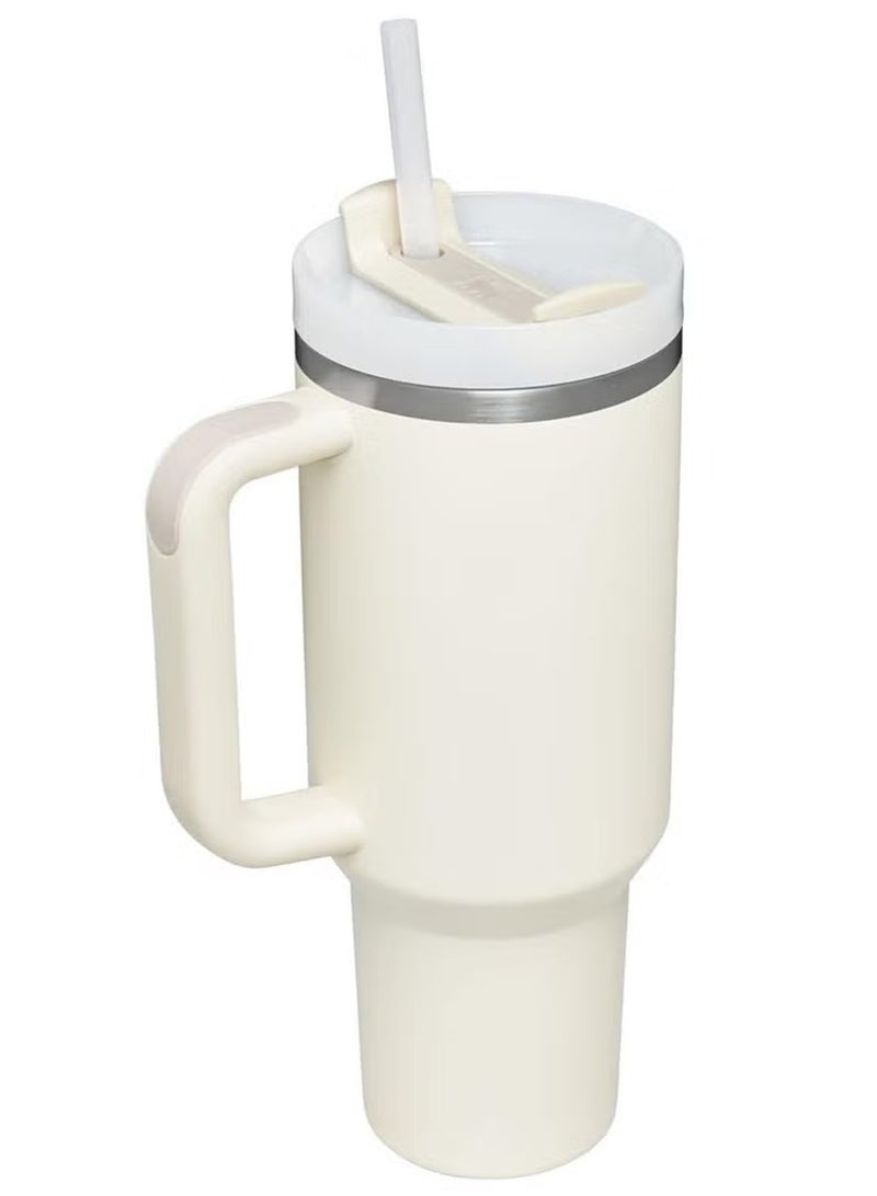 Stanley Quencher H2.0 FlowState Stainless Steel Vacuum Insulated Tumbler with Lid and Straw for Water, Iced Tea or Coffee, Smoothie and More Cream White Stainless - Image 2