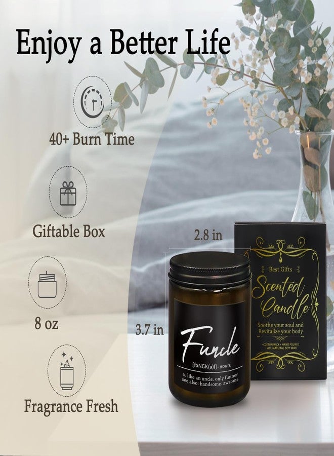 THDSE Fathers Day Uncle Gifts Candle, Funcle Definition Scented Candles for Home, Thank You Birhday Gifts for Uncle from Niece Nephew, Cedar Aromatherapy Candles, 8 oz - Image 2
