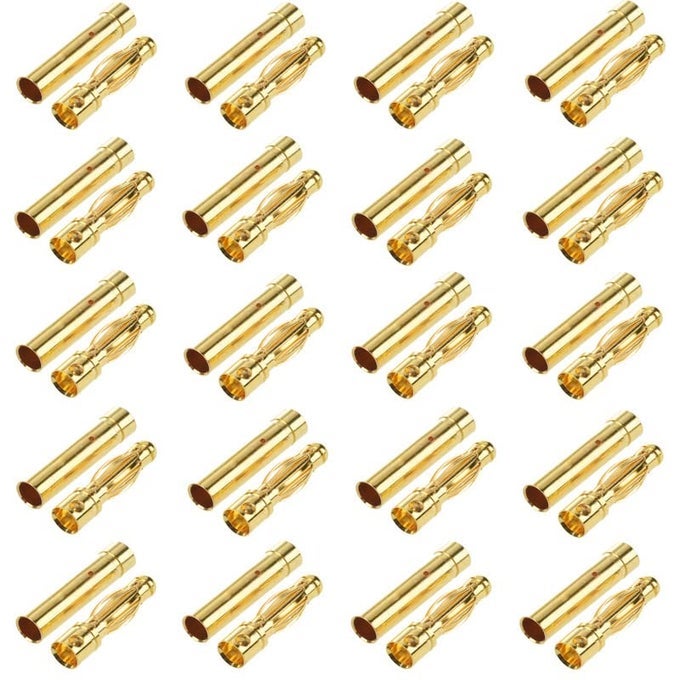 20 Pairs Goldplated 4Mm 40Mm Banana Plug Bullet Male And Female Connector Adapter For Rc Lipo Battery Esc Motors 40Mm
