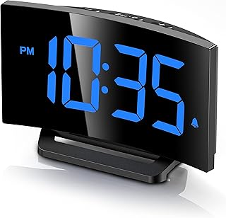 GOLOZA Digital Alarm Clock for Bedrooms, Digital Clock with Modern Curved Design, Conspicuous Blue LED Numbers, 6 - Image 1