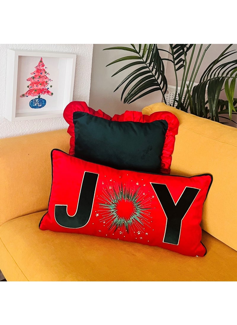 Ge Living Joy Patterned New Year Special Series Red Velvet Cushion Cover  - Image 2