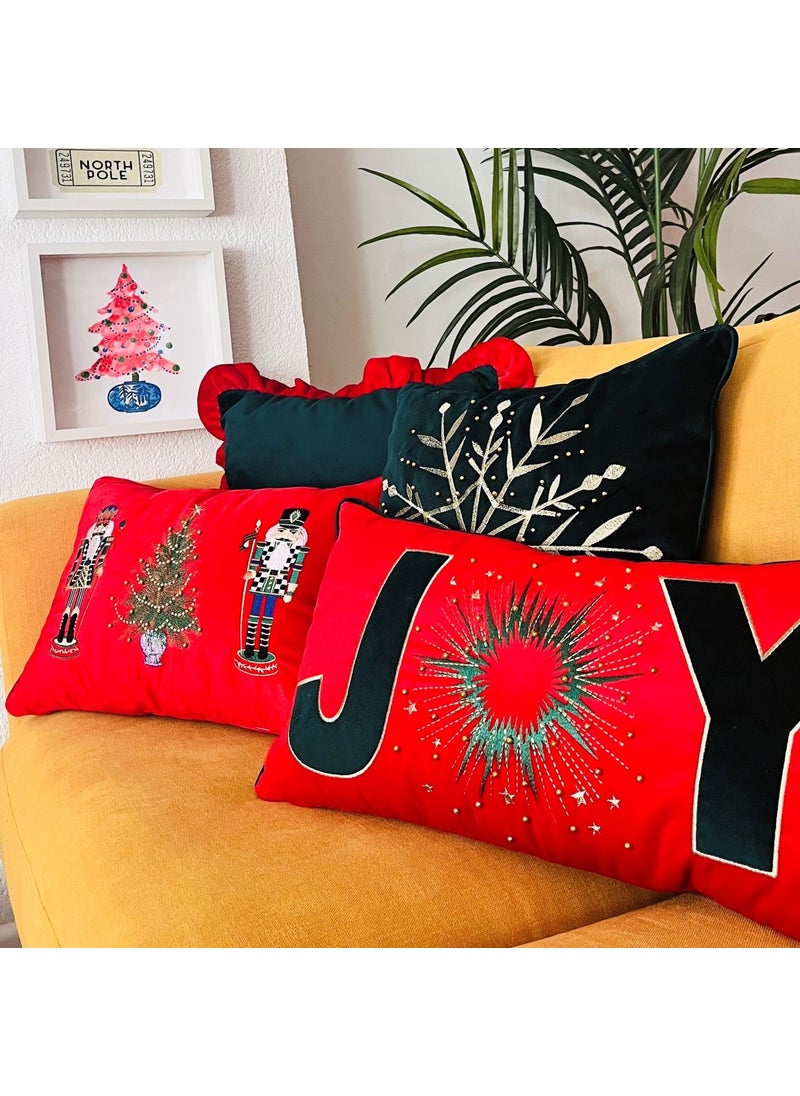 Ge Living Joy Patterned New Year Special Series Red Velvet Cushion Cover  - Image 4
