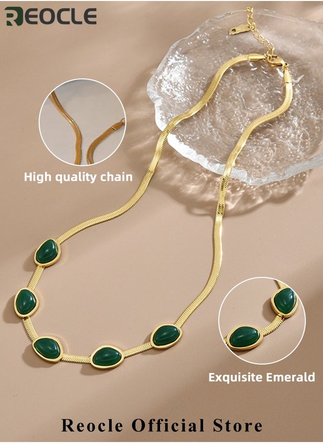 REOCLE Women's Jewelry Set Emerald Necklace Bracelet Set Wedding Anniversary Birthday Engagement Gift for Bridesmaid & Wife & Girlfriend & Friend  - Image 4