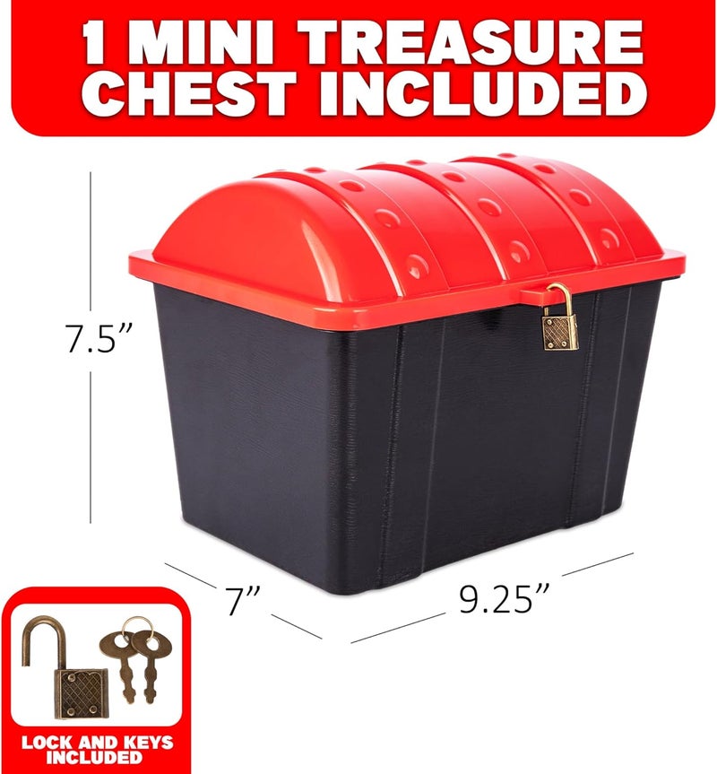 Art Creativity Treasure Chest Box for Kids - Black Wood Grain Texture with Red Cover and Functional Metal Lock and Keys, 9.25" x 7.5" x 7" - Plastic Treasure Box Chest for Classroom Kids Prizes Storage - Image 2