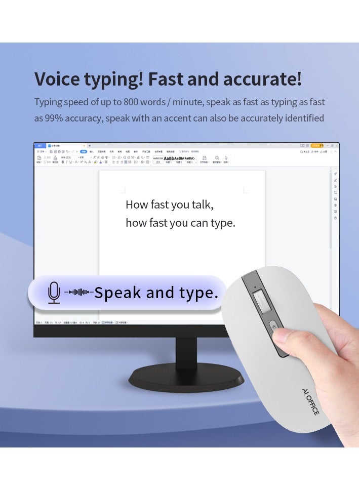Luttec AI Wireless Mouse, 4000 Adjustable DPI, Multilingual Voice Typing & Translation, AI Chat Assistant, All-in-One AI Office Function, Universal for Desktop Laptop Mac All-in-One PC - Image 2