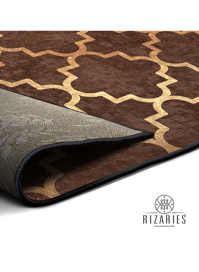RIZARIES Brown Quatrefoil Centerpiece Rug, Fabric, Rectangle - Image 3