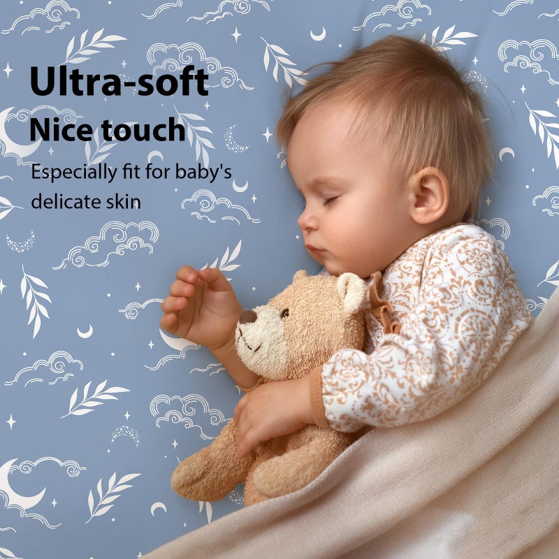 FIEMOL Baby Crib Sheets for Boys and Girls, 3 Pack Fitted Toddler Bed Sheets Neutral for 52â€x28â€ Standard Crib and Toddler Mattresses, Super Soft Microfiber Green Starry Sky - Image 2