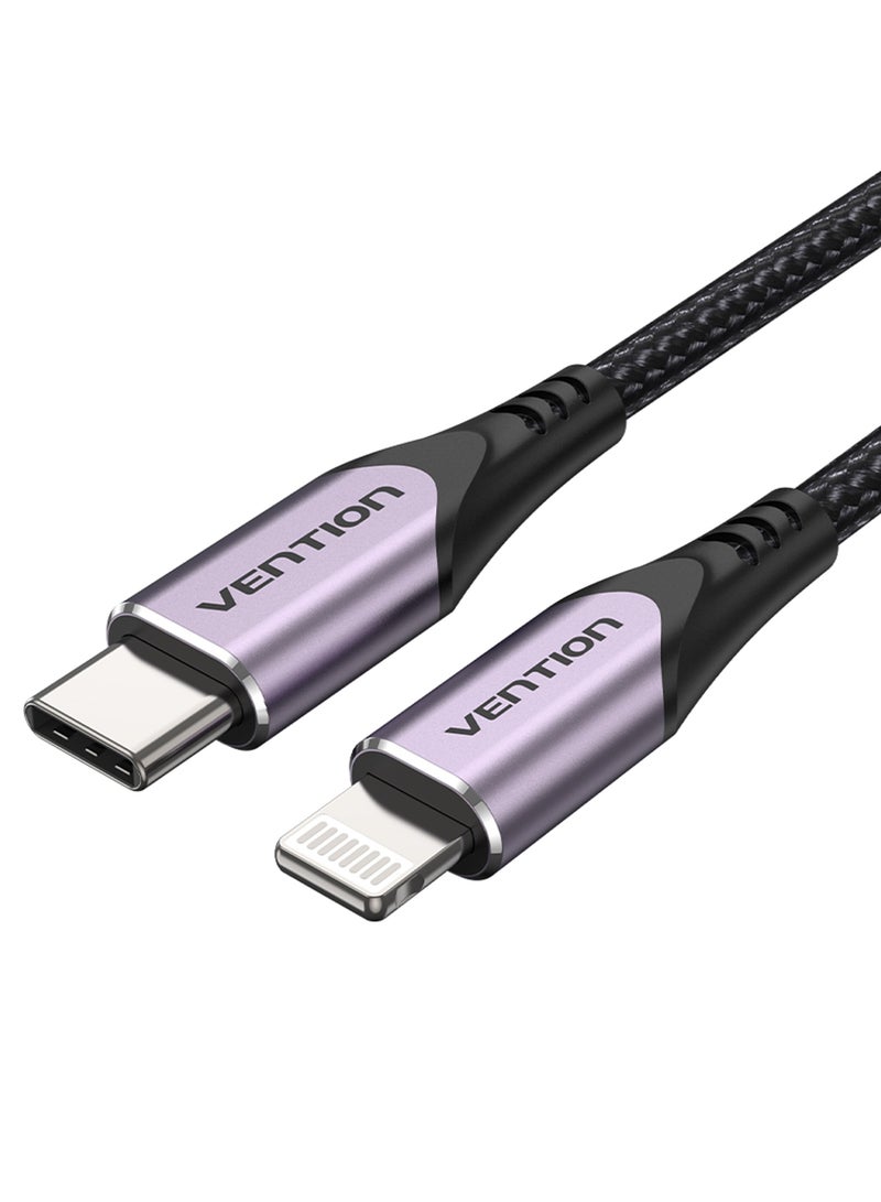 VENTION USB 2.0 C Male to Lightning Male Cable Purple 1M Aluminum Alloy Type Model # TACVF - Image 1